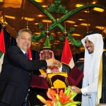 Exchanging gifts with the Hungarian Prime Minister